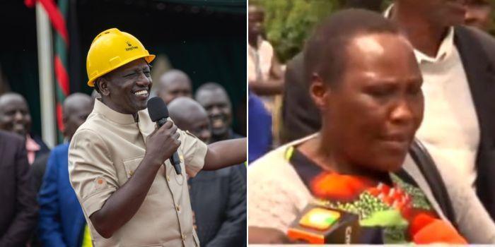 Photo collage of President William Ruto and Emily Jepkemei.